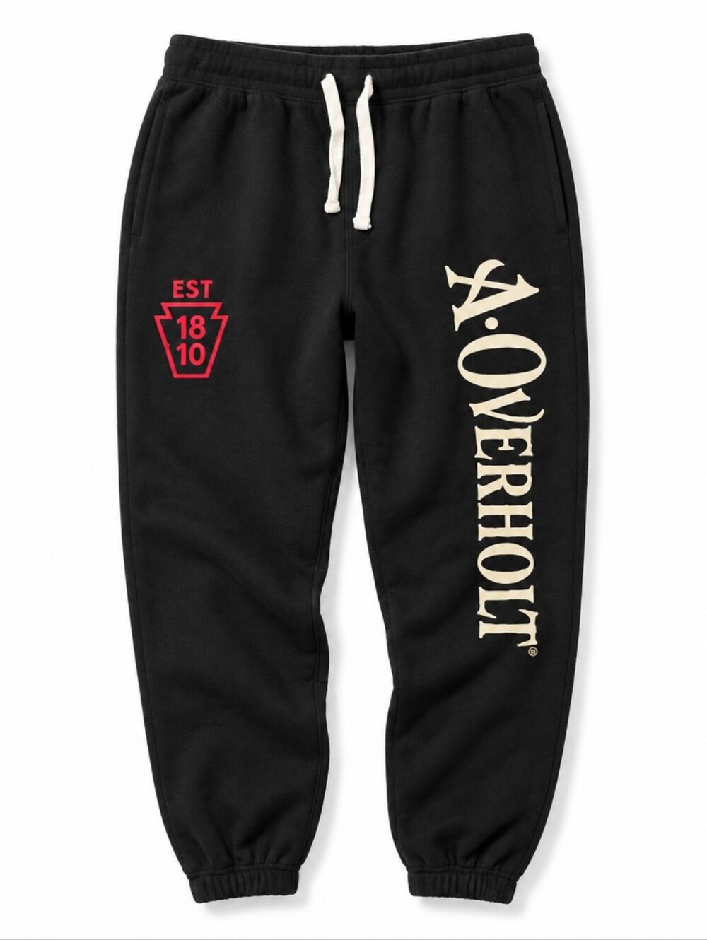 Y2K District Black Sweatpants with A. Overholt Print. Heavyweight Fleece. 2XL